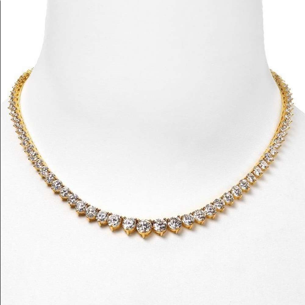 CRISLU 18k Gold Graduated Tennis Necklace 24.65ct
